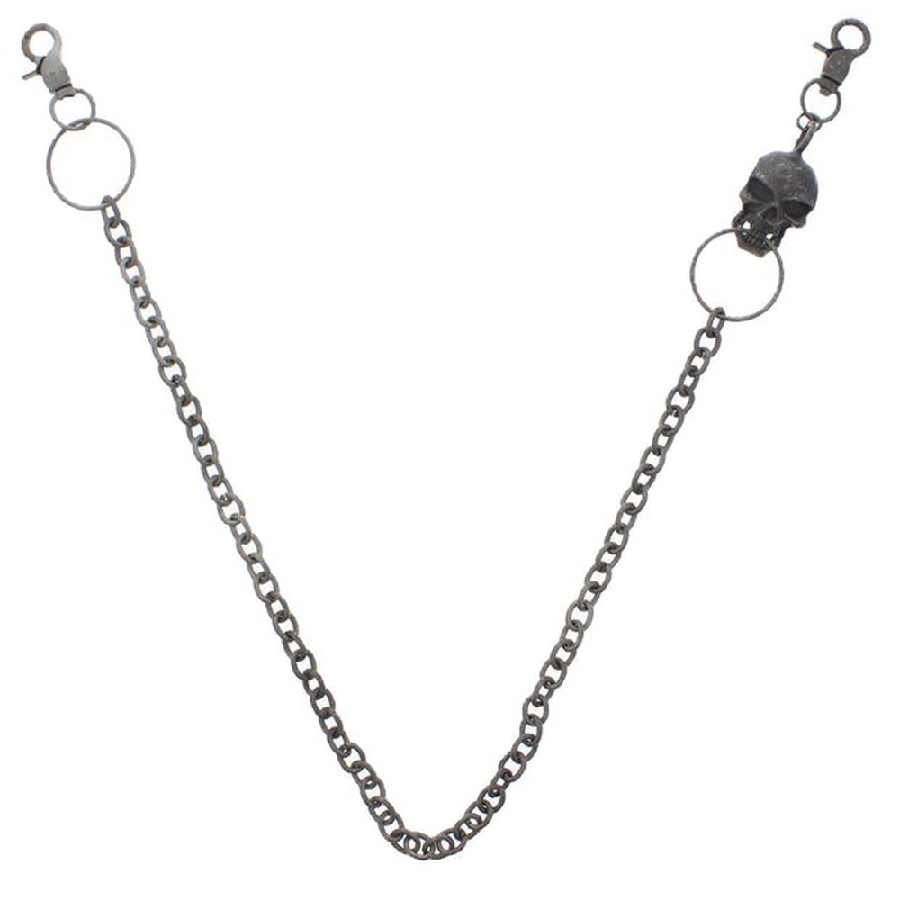 Zac's Alter Ego - Burnished Silver Skull Key Chain / Necklace Portemonneeketting/broekketting - Zilverkleurig